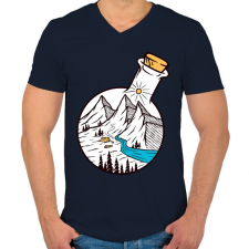 PRINTFASHION Bottle of Mountains - Férfi V-nyakú póló - Sötétkék férfi póló