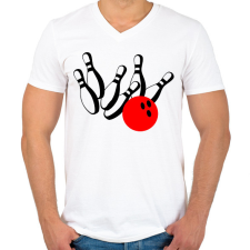PRINTFASHION Bowling - Férfi V-nyakú póló - Fehér férfi póló