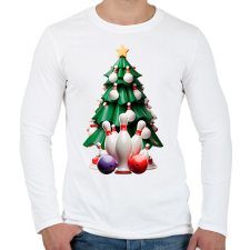PRINTFASHION Bowling karácsonyfa - Férfi hosszú ujjú póló - Fehér férfi póló