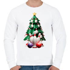 PRINTFASHION Bowling karácsonyfa - Férfi pulóver - Fehér