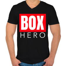 PRINTFASHION BOX HERO - Férfi V-nyakú póló - Fekete férfi póló