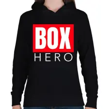 PRINTFASHION BOX HERO - Női kapucnis pulóver - Fekete női pulóver, kardigán
