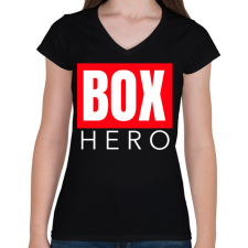 PRINTFASHION BOX HERO - Női V-nyakú póló - Fekete női póló