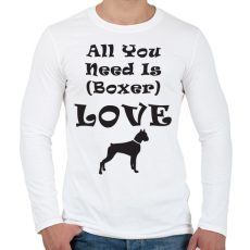 PRINTFASHION Boxer Love - Férfi hosszú ujjú póló - Fehér