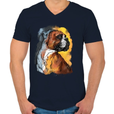 PRINTFASHION boxer portre2 - Férfi V-nyakú póló - Sötétkék férfi póló