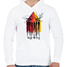 PRINTFASHION boys do cry - Férfi kapucnis pulóver - Fehér férfi pulóver, kardigán