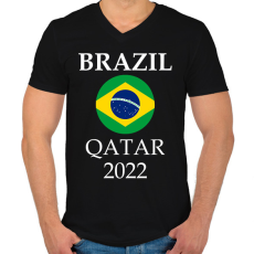 PRINTFASHION Brazil 2022 Qatar - Férfi V-nyakú póló - Fekete