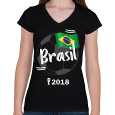 PRINTFASHION Brazília - Női V-nyakú póló - Fekete