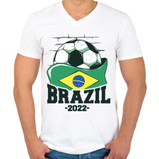 PRINTFASHION Brazilok 2022 - Férfi V-nyakú póló - Fehér férfi póló