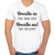 PRINTFASHION Breathe in the good shit - Férfi V-nyakú póló - Fehér