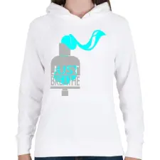 PRINTFASHION Breathe it - Női kapucnis pulóver - Fehér női pulóver, kardigán