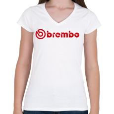 PRINTFASHION Brembo logo - Női V-nyakú póló - Fehér