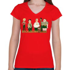 PRINTFASHION Brickleberry - Női V-nyakú póló - Piros