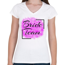PRINTFASHION bride team - Női V-nyakú póló - Fehér női póló
