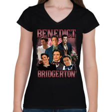 PRINTFASHION Bridgerton Benedict - Női V-nyakú póló - Fekete női póló