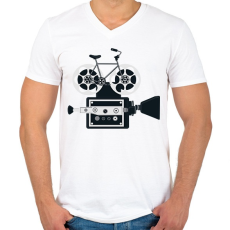 PRINTFASHION Bringás filmes - Férfi V-nyakú póló - Fehér