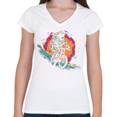 PRINTFASHION Bringás űrhajós - Női V-nyakú póló - Fehér