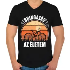PRINTFASHION Bringázás az életem - Férfi V-nyakú póló - Fekete