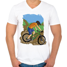 PRINTFASHION Bringázás - Férfi V-nyakú póló - Fehér férfi póló