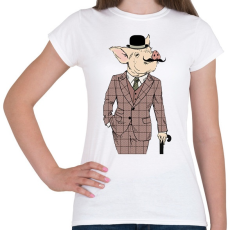 PRINTFASHION British style Pig - Női póló - Fehér