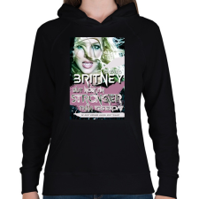 PRINTFASHION BRITNEY STRONGER - Női kapucnis pulóver - Fekete női pulóver, kardigán