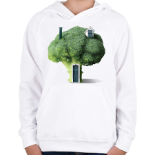 PRINTFASHION Brokkoli ház - Gyerek kapucnis pulóver - Fehér gyerek pulóver, kardigán