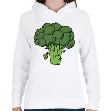 PRINTFASHION Brokkoli - Női kapucnis pulóver - Fehér női pulóver, kardigán