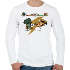 PRINTFASHION Brokkoli vs. Pizza - Férfi hosszú ujjú póló - Fehér