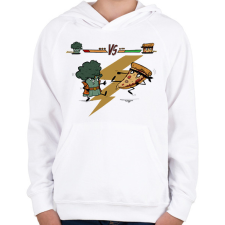 PRINTFASHION Brokkoli vs. Pizza - Gyerek kapucnis pulóver - Fehér gyerek pulóver, kardigán