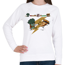 PRINTFASHION Brokkoli vs. Pizza - Női pulóver - Fehér női pulóver, kardigán