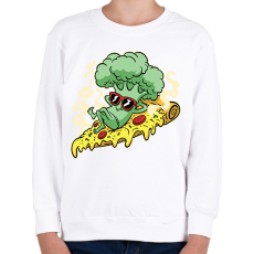 PRINTFASHION Brokkolis pizza - Gyerek pulóver - Fehér