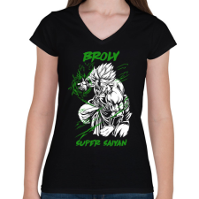 PRINTFASHION Broly - Női V-nyakú póló - Fekete női póló