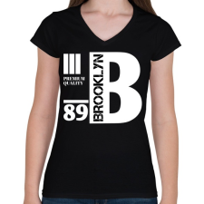 PRINTFASHION Brooklyn premium quality 89 - Női V-nyakú póló - Fekete női póló