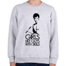PRINTFASHION Bruce Lee - Gyerek pulóver - Sport szürke