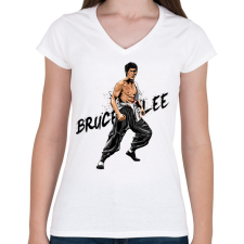 PRINTFASHION Bruce Lee - Női V-nyakú póló - Fehér női póló