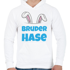 PRINTFASHION Bruder Hase - Férfi kapucnis pulóver - Fehér férfi pulóver, kardigán