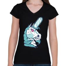 PRINTFASHION Brutál unikornis - Női V-nyakú póló - Fekete női póló