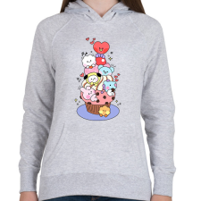 PRINTFASHION BT21 - Női kapucnis pulóver - Sport szürke női pulóver, kardigán