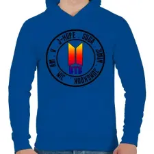 PRINTFASHION BTS All Stars - Férfi kapucnis pulóver - Királykék férfi pulóver, kardigán