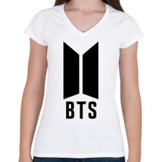 PRINTFASHION BTS black - Női V-nyakú póló - Fehér