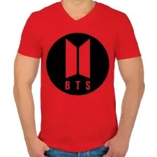 PRINTFASHION BTS - Férfi V-nyakú póló - Piros férfi póló