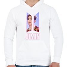 PRINTFASHION BTS Jimin - Férfi kapucnis pulóver - Fehér férfi pulóver, kardigán
