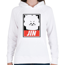 PRINTFASHION BTS JIN - Női kapucnis pulóver - Fehér