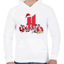 PRINTFASHION BTS Karácsony  - Férfi kapucnis pulóver - Fehér férfi pulóver, kardigán