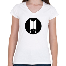 PRINTFASHION BTS kör - Női V-nyakú póló - Fehér női póló