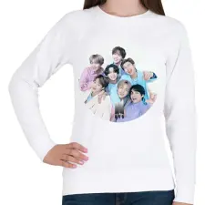 PRINTFASHION BTS Kpop - Női pulóver - Fehér női pulóver, kardigán