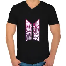 PRINTFASHION Bts logo - Férfi V-nyakú póló - Fekete férfi póló