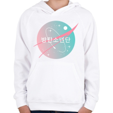 PRINTFASHION BTS NASA - Gyerek kapucnis pulóver - Fehér