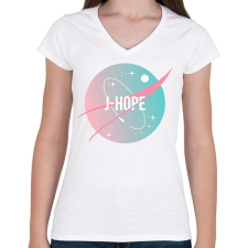 PRINTFASHION BTS NASA: J-HOPE - Női V-nyakú póló - Fehér női póló