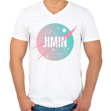 PRINTFASHION BTS NASA: JIMIN - Férfi V-nyakú póló - Fehér